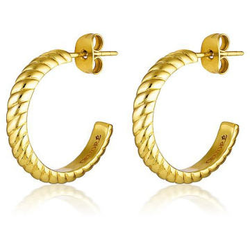 Fashion Big Circle Round Stainless Steel Jewelry Golden Jewelry Earrings